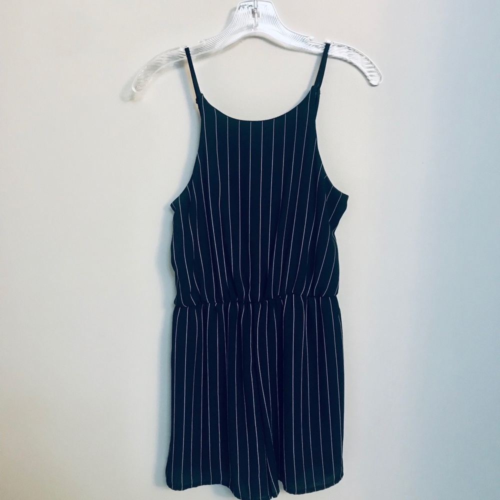Black and White Striped Romper